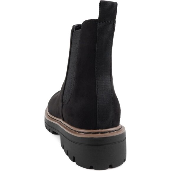 Women Tan Welt Lug Sole Low Chunky Heel Chelsea Double Elastic Ankle Booties - Picture 3 of 5